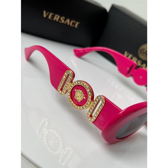 NEW Versace VE4426BU Dark Pink Crystal Logo Sunglasses - Picture 10 of 13